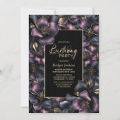 Invitation Dusty rose et gris floral n'importe quel âge fête  (Devant)