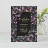 Invitation Dusty rose et gris floral n'importe quel âge fête  (Debout devant)