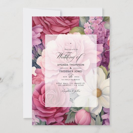Invitation Dusty Rose et Sage Floral Mariage (Devant)