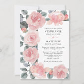 Invitation Dusty Rose Eucalyptus Élégant Mariage floral (Devant)
