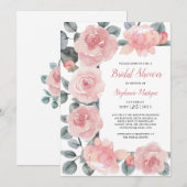 Invitation Dusty Rose Eucalyptus Élégante Fête des mariées fl (Devant / Derrière)