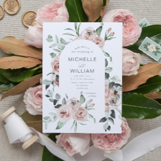 Invitation Dusty Rose Eucalyptus Mariage fleuri