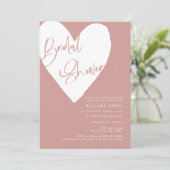 Invitation Dusty Rose / Fête des mariées cardiaque Rose (Debout devant)
