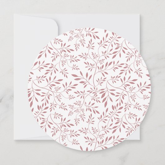 Invitation Dusty rose feuille motif moderne mariage fleuri (Dos)