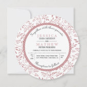 Invitation Dusty rose feuille motif moderne mariage fleuri (Devant)