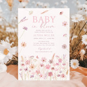 Invitation Dusty Rose Fleurs sauvages bébé dans le Baby showe