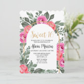 Invitation Dusty rose Flora Vert Rose or doux 16 (Debout devant)