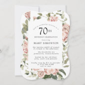 Invitation Dusty Rose Floral 70e anniversaire de fête Invitat (Devant)