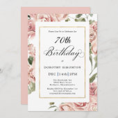 Invitation Dusty Rose Floral 70e fête d'anniversaire (Devant / Derrière)