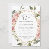 Invitation Dusty Rose Floral 70e fête d'anniversaire (Devant)