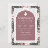 Invitation Dusty Rose Floral Anand Karaj Punjabi Sikh Mariage (Devant)