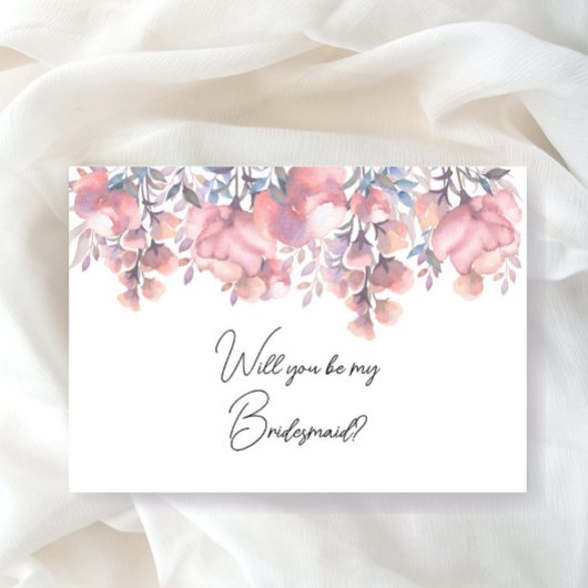 Invitation Dusty Rose Floral be bridesmaid proposition