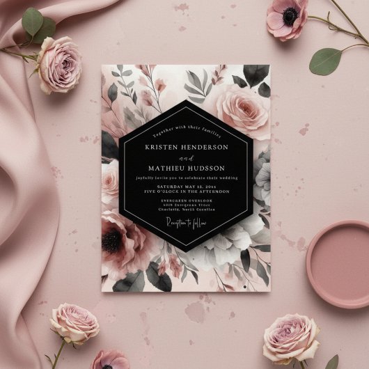 Invitation Dusty Rose Floral Bloom Romance Wedding