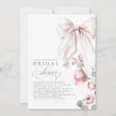 Invitation Dusty Rose Floral Elegant Bow Fête des mariées (Devant)