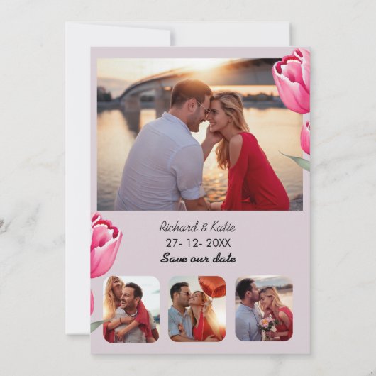 Invitation Dusty rose Floral élégant code Qr enregistrer la d (Dos)