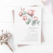 Invitation Dusty Rose Floral Élégant Fête des mariées minimal