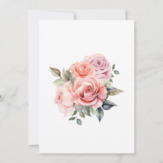 Invitation Dusty Rose Floral Élégant Fête des mariées minimal (Dos)