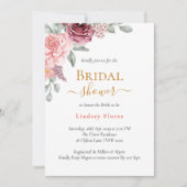 Invitation Dusty Rose Floral Elegant Fête des mariées or (Devant)