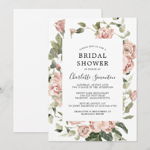 Invitation Dusty Rose Floral Eucalyptus Fête des mariées