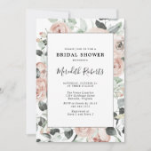 Invitation Dusty Rose Floral Eucalyptus Fête des mariées (Devant)