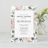 Invitation Dusty Rose Floral Eucalyptus Fête des mariées (Debout devant)