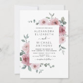 Invitation Dusty rose Floral Eucalyptus Mariage de verdure (Devant)
