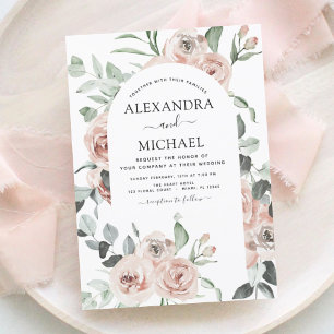 Invitation Dusty rose floral Eucalyptus Mariage Invi
