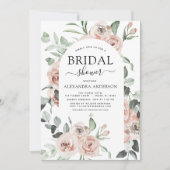 Invitation Dusty rose floral Fête des mariées verdure (Devant)