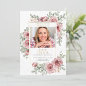 Invitation Dusty Rose Floral Funérailles Ordre de service Pro (Debout devant)
