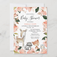 Dusty Rose Floral Girls Baby shower de bois Invi
