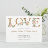 Invitation Dusty rose Floral Gold Love Mariage botanique (Debout devant)