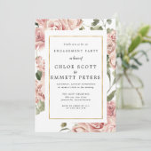 Invitation Dusty Rose Floral Gold Party (Debout devant)