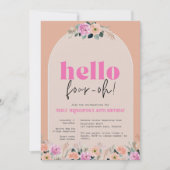 Invitation Dusty Rose floral "hello quatre oh" rét (Devant)