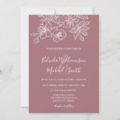 Invitation Dusty Rose Floral Line Art | Photo | MARIAGE (Devant)