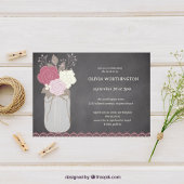 Invitation Dusty Rose Floral Mason Jar Fête des mariées