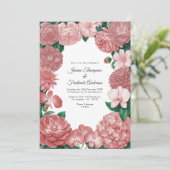 Invitation Dusty Rose Floral Photo and QR Code Wedding (Debout devant)