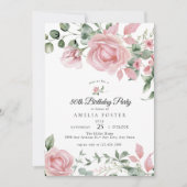Invitation Dusty rose Floral Rose Anniversaire (Devant)