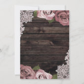 Invitation Dusty rose Floral Rose Rustic Wood Fiançailles (Dos)