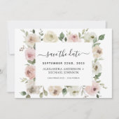 Invitation Dusty rose floral verdure Enregistrer la date Invi (Devant)