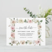 Invitation Dusty rose floral verdure Enregistrer la date Invi (Debout devant)
