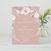 Invitation Dusty Rose Floral Wreath Beau Mariage (Debout devant)