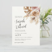 Invitation Dusty Rose Floral Wreath Mariage (Debout devant)