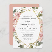 Invitation Dusty Rose géométrique Frame d'engagement (Devant / Derrière)