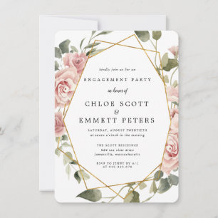 Invitation Dusty Rose géométrique Frame d'engagement