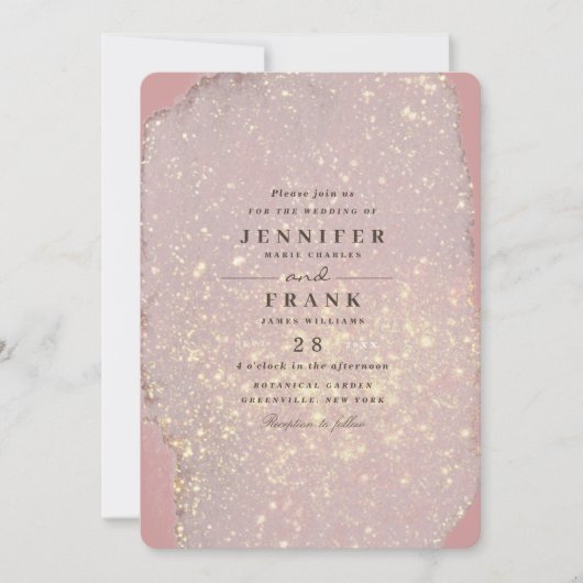 Invitation Dusty Rose Glam Gold Parties scintillant Élégant r (Devant)