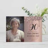 Invitation Dusty Rose Gold 90e 90e Drip Elegant Anniversaire (Debout devant)