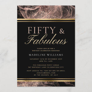 Invitation Dusty Rose Gold Black Cinquante et fabuleux annive
