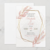 Invitation Dusty Rose Gold encadré Élégant luxe moderne (Devant / Derrière)