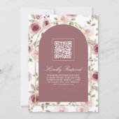 Invitation Dusty Rose Gold Lace QR Code Mariage musulman rose (Dos)