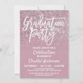 Invitation Dusty Rose Gold Rose Parties scintillant Ombre Gra (Devant)